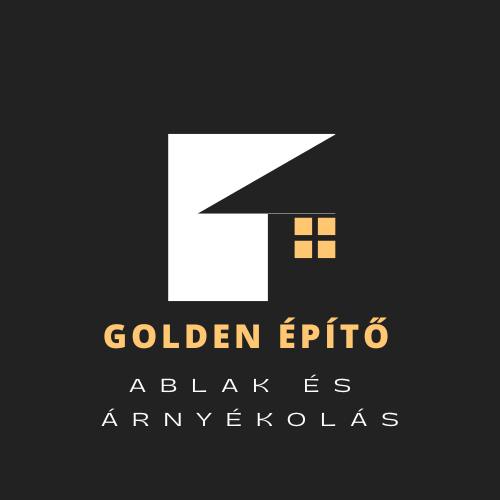 Golden Építő – Golden Group Kft. arany logó ház és daru szimbólummal, építőipari vállalkozás Egerben